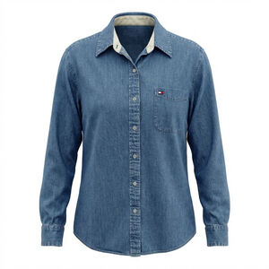 Tommy Hilfiger Blue Denim Shirt Size 12 Y2K 90s Minimalist Classic Preppy